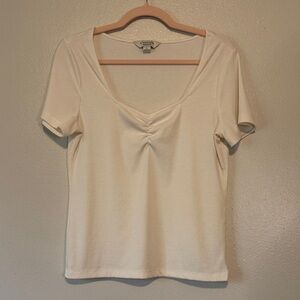 Standard Issue Ivory Scoop-Neck Ruched Short Sleeve Tee